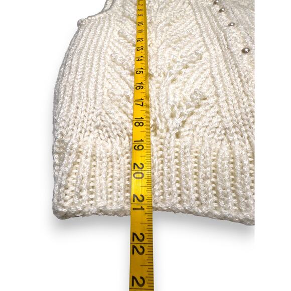 Vintage Nan Dorsey Hand-Knit Cream Vest W/ Pearl Buttons Size Small - Picture 3 of 11